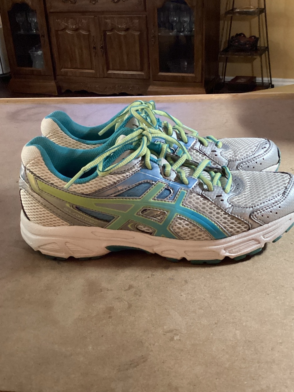 ASICS Gel Contend Women's White, Teal, and Lime Athletic Running Shoes